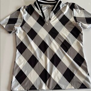 Bogner Black and White Argyle Golf Shirt size M